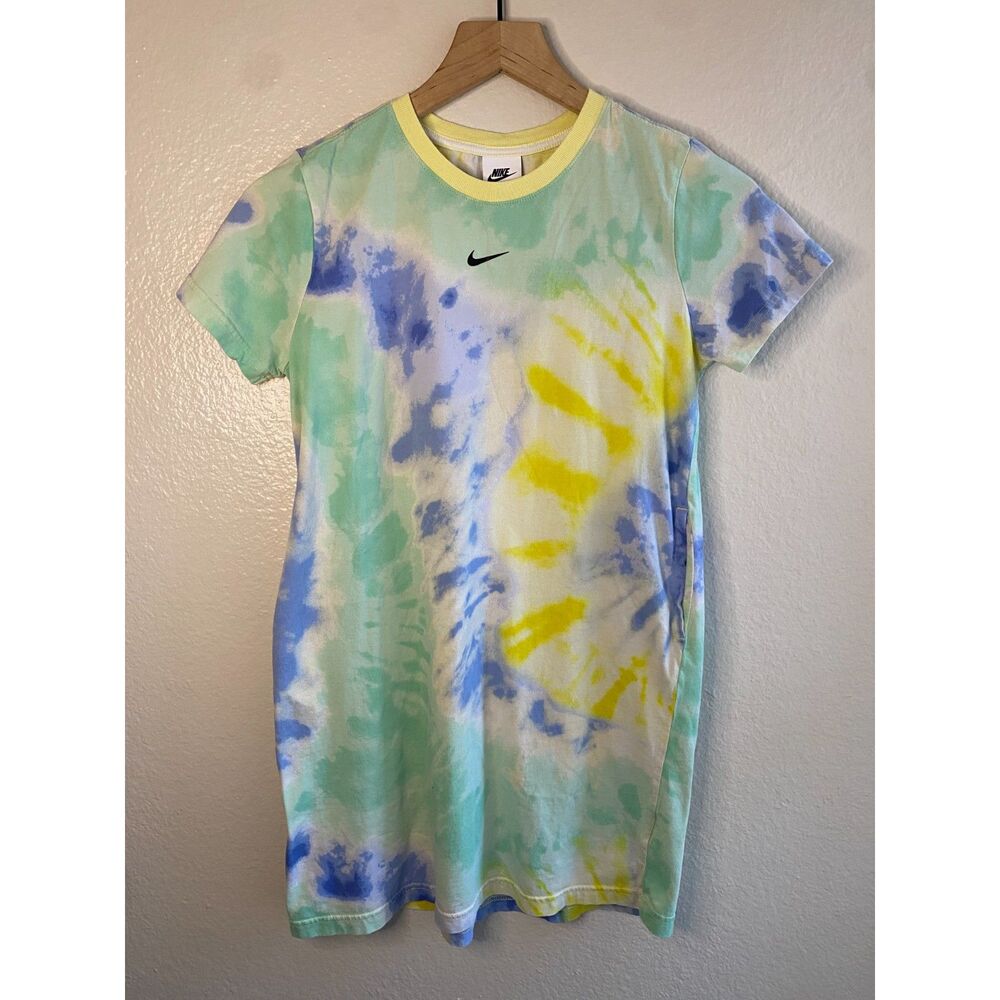 Nike Sportswear Girls GS Large L 12-14 Pastel Tie Dye T-Shirt Dress Pockets
